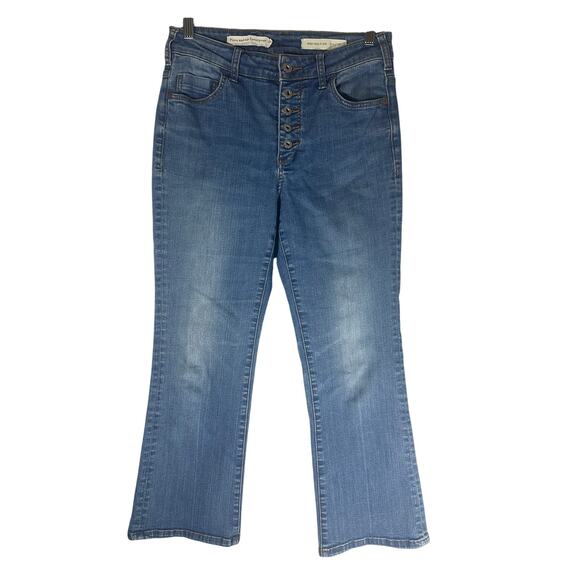 Pilcro & The Letterpress High Rise Flare Jeans Sz 28 Button Fly Cropped Stretchy - Picture 1 of 12